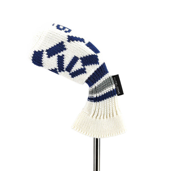 HUGELOONG Golf iron cover knit white / navy #6 the number on the top