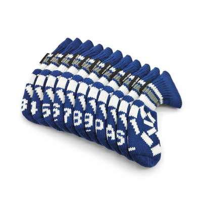 HUGELOONG Golf iron covers knit navy / white set 11 pcs ( #3~9,#P,#A,#S,#L) ( the numbers on the top )