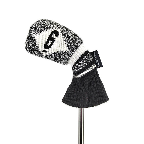 HUGELOONG Classic knit golf iron cover black / white #6 ( the number on the both side )