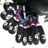 HUGELOONG Knit elagance golf iron covers set 11 pcs ( #3,4,5,6,7,8,9,P,A,S,L ) blalck / white  ( the numbers on the top )