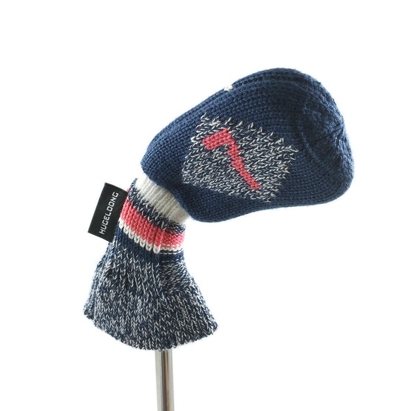 HUGELOONG Fashion knit golf iron cover #7 navy / pink / white ( the number on the both side & the  top )