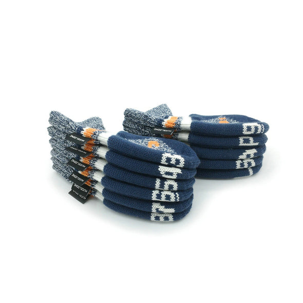 HUGELOONG Fashion knit golf iron covers navy / orange / white set 11 pcs ( #3,4,5,6,7,8,9 P,A,S,L ) ( the number on the both side & the top )